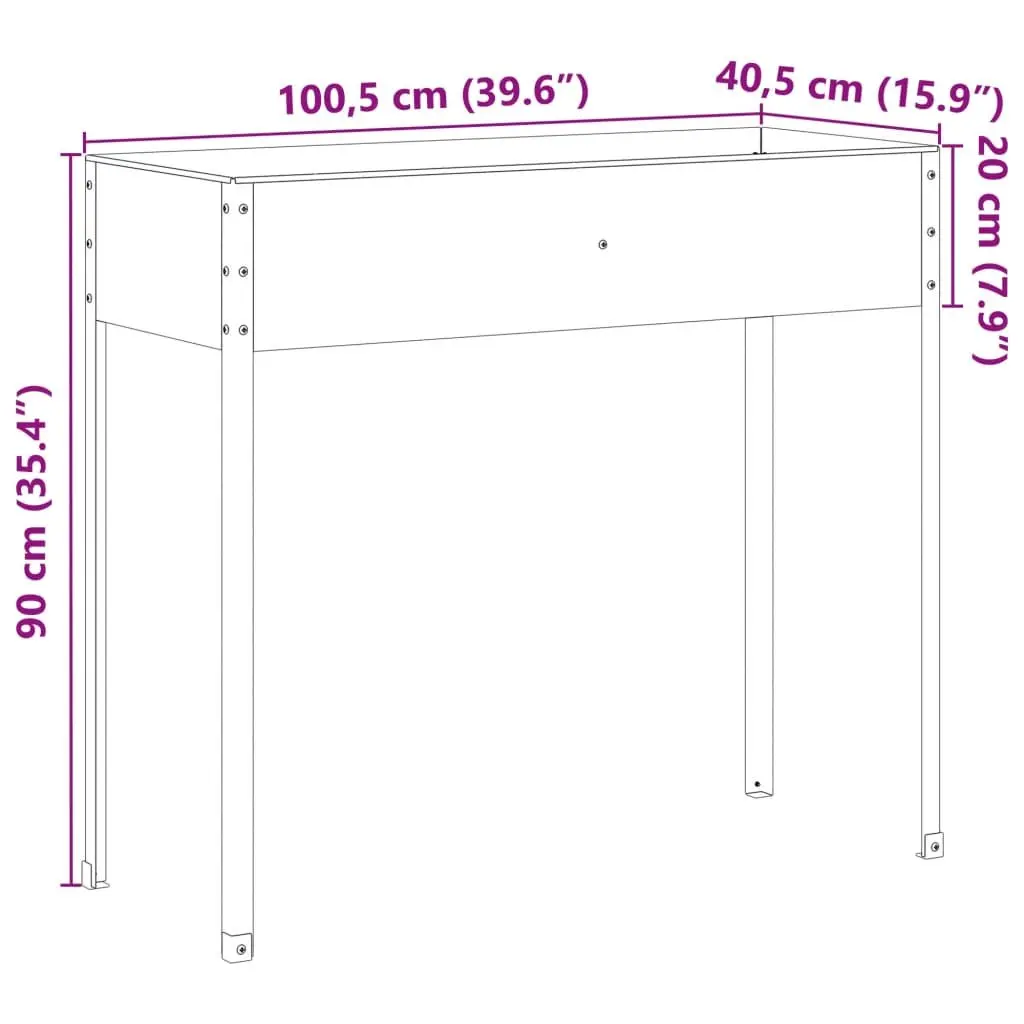 Garden Planter Box Outdoor Use 100.5 x 40.5 x 90 cm Brown Weathering Steel