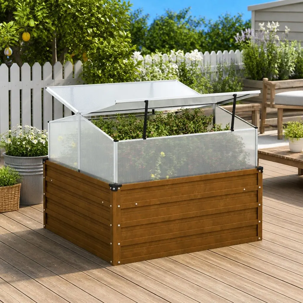 Garden Planter Greenhouse Weathering Steel Raised Bed Box Outdoor Brown