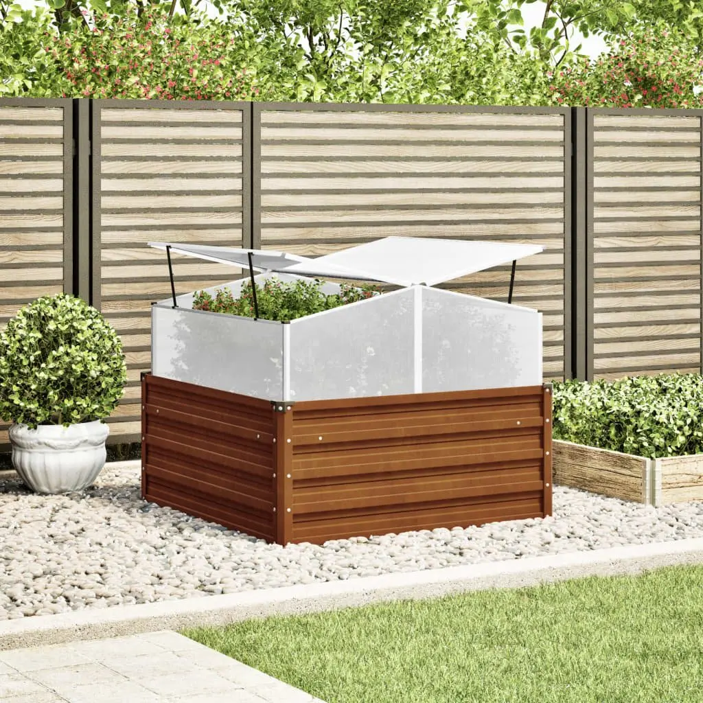 Garden Planter Greenhouse Weathering Steel Raised Bed Box Outdoor Brown