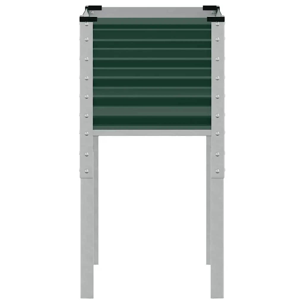 Garden Planter Box Outdoor Flower Pot Stand 45x45x88 cm Green Steel Raised Bed
