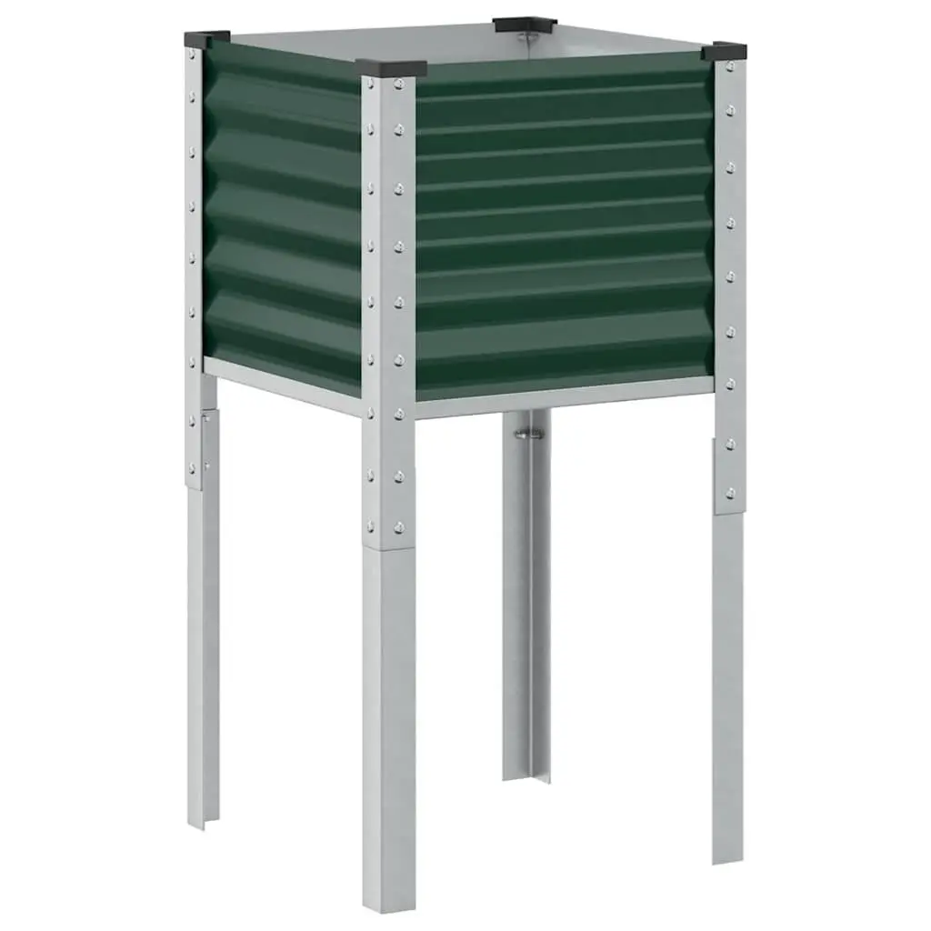Garden Planter Box Outdoor Flower Pot Stand 45x45x88 cm Green Steel Raised Bed