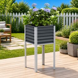 Anthracite Steel Planter Box 45x45x88cm, Built to Last