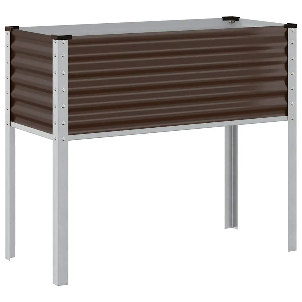 Steel Garden Planter Box Outdoor Raised Bed for Flowers Vegetables Herbs 100 x 45 x 90 cm Brown