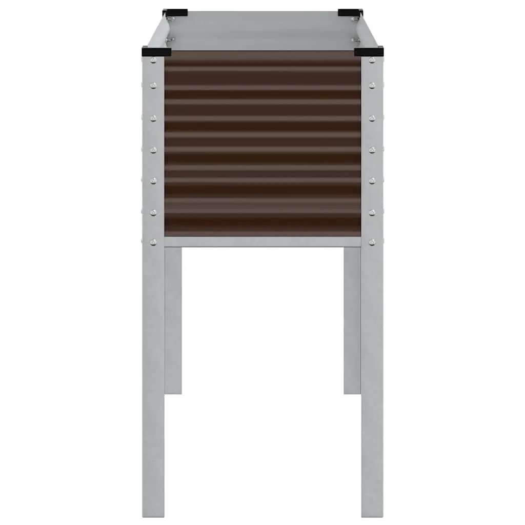 Steel Garden Planter Box Outdoor Raised Bed for Flowers Vegetables Herbs 100 x 45 x 90 cm Brown