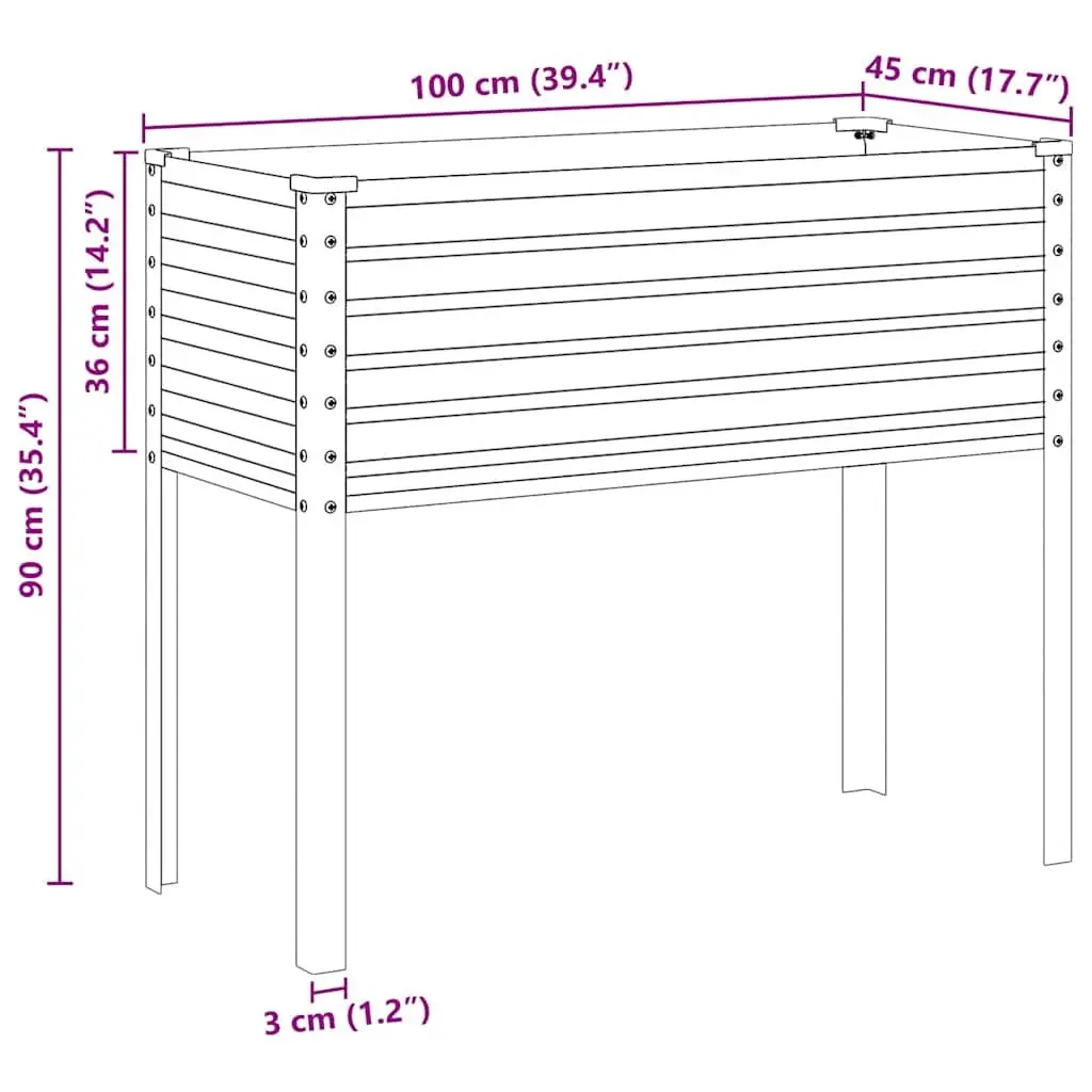 Steel Garden Planter Box Outdoor Raised Bed for Flowers Vegetables Herbs 100 x 45 x 90 cm Brown