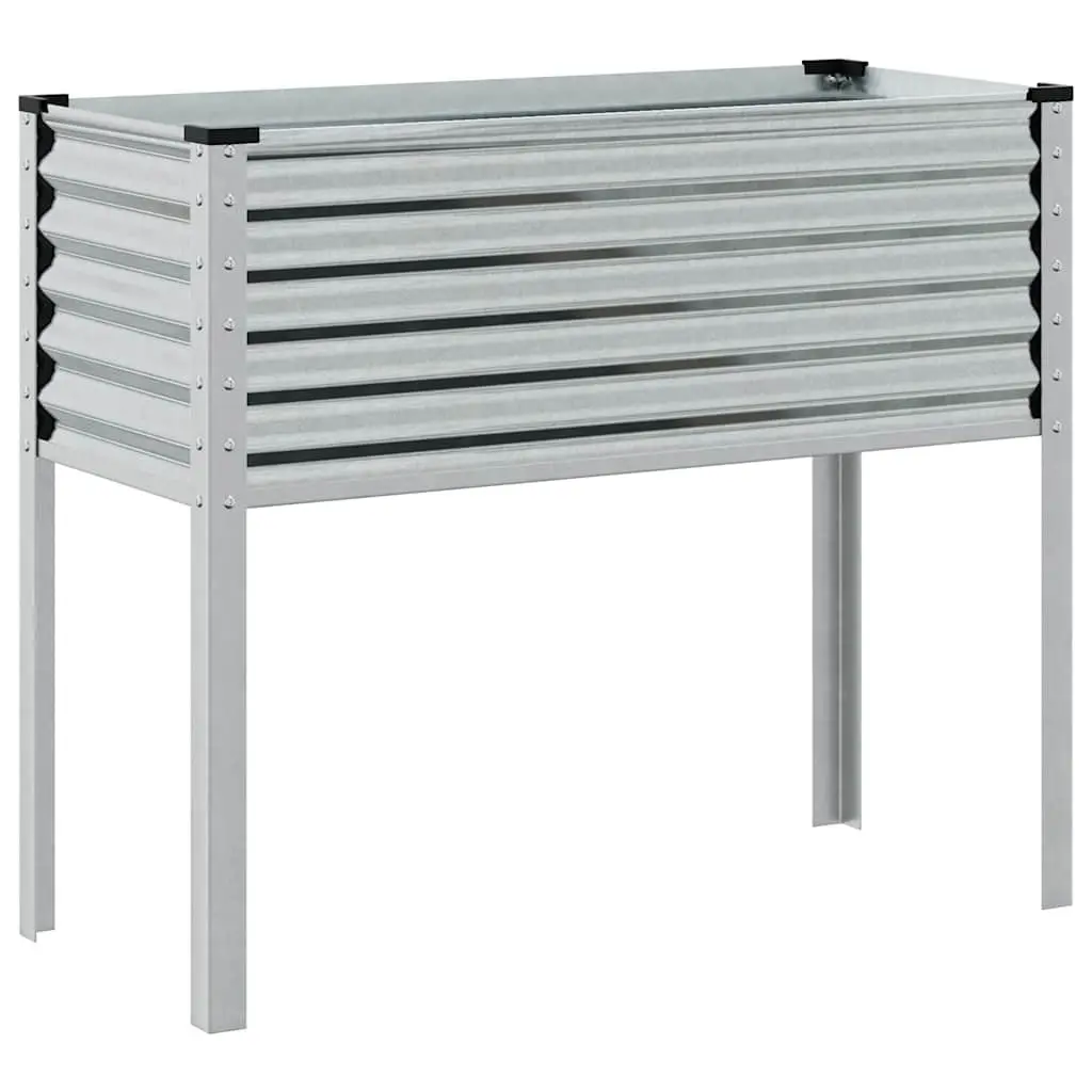 Garden Planter Box Growing Plants 100x45x90cm Galvanised Steel Silver