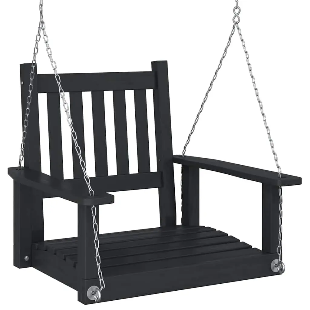 Garden Swing Chair Black Solid Wood Fir Outdoor Relaxation