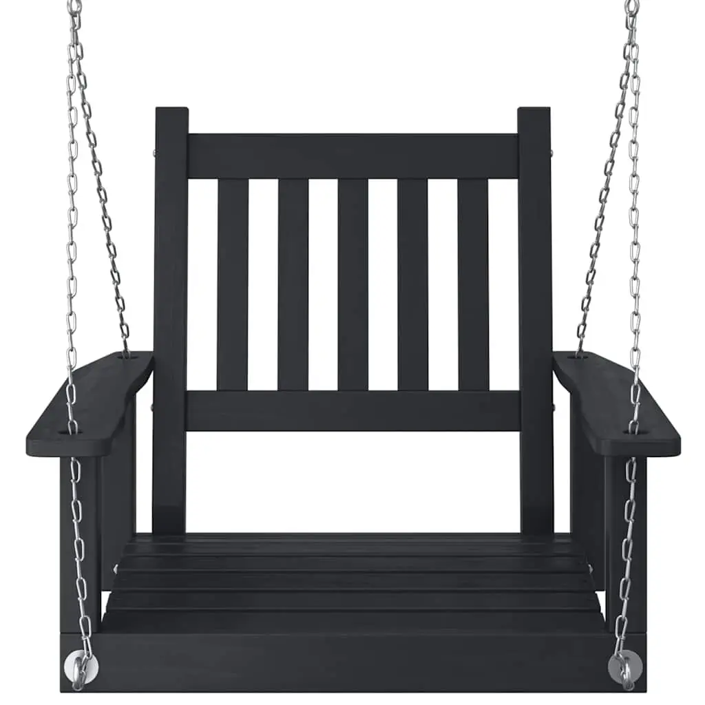 Garden Swing Chair Black Solid Wood Fir Outdoor Relaxation