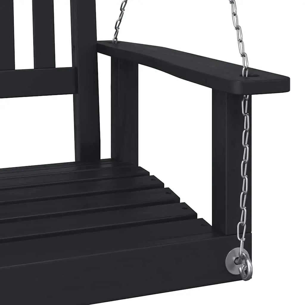 Garden Swing Chair Black Solid Wood Fir Outdoor Relaxation