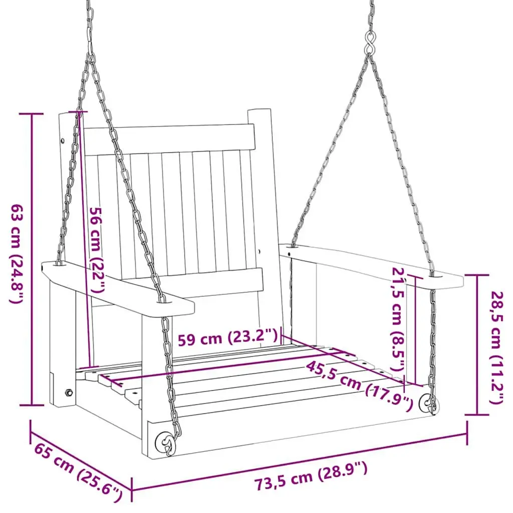 Garden Swing Chair Black Solid Wood Fir Outdoor Relaxation