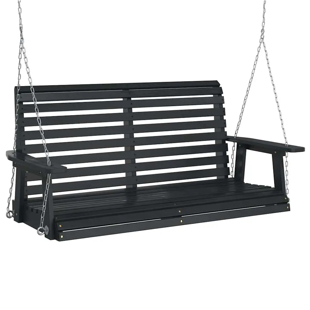Garden Swing Bench Outdoor Porch Chair Black Solid Wood Fir