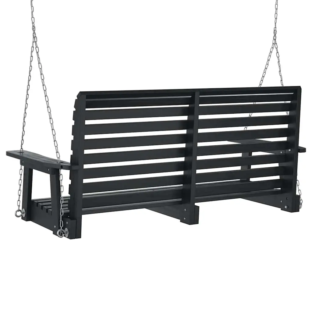 Garden Swing Bench Outdoor Porch Chair Black Solid Wood Fir