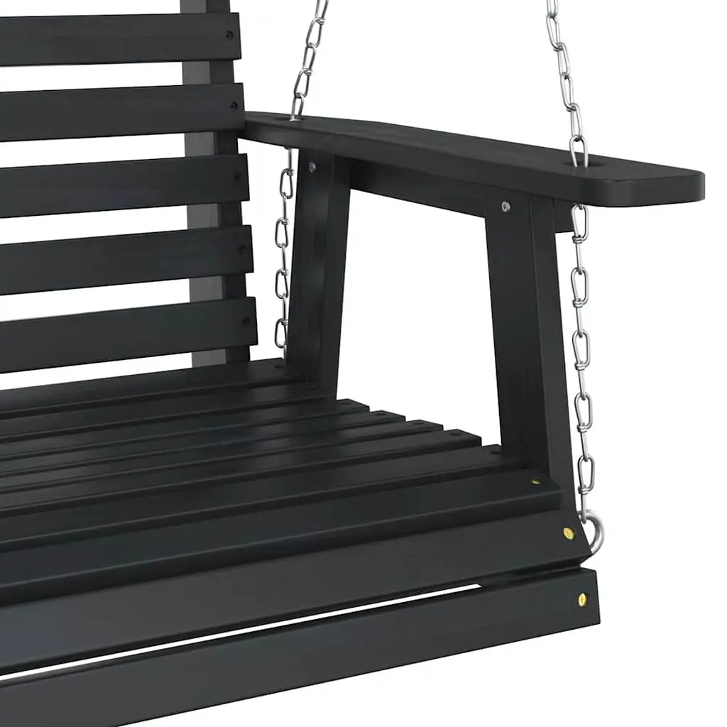 Garden Swing Bench Outdoor Porch Chair Black Solid Wood Fir