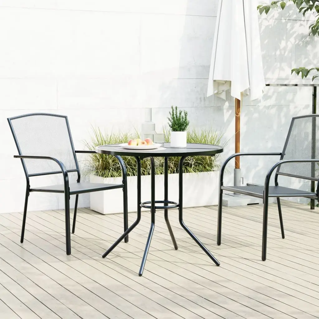 Patio Table Outdoor Garden Furniture Mesh Tabletop Steel Ø80cm Anthracite