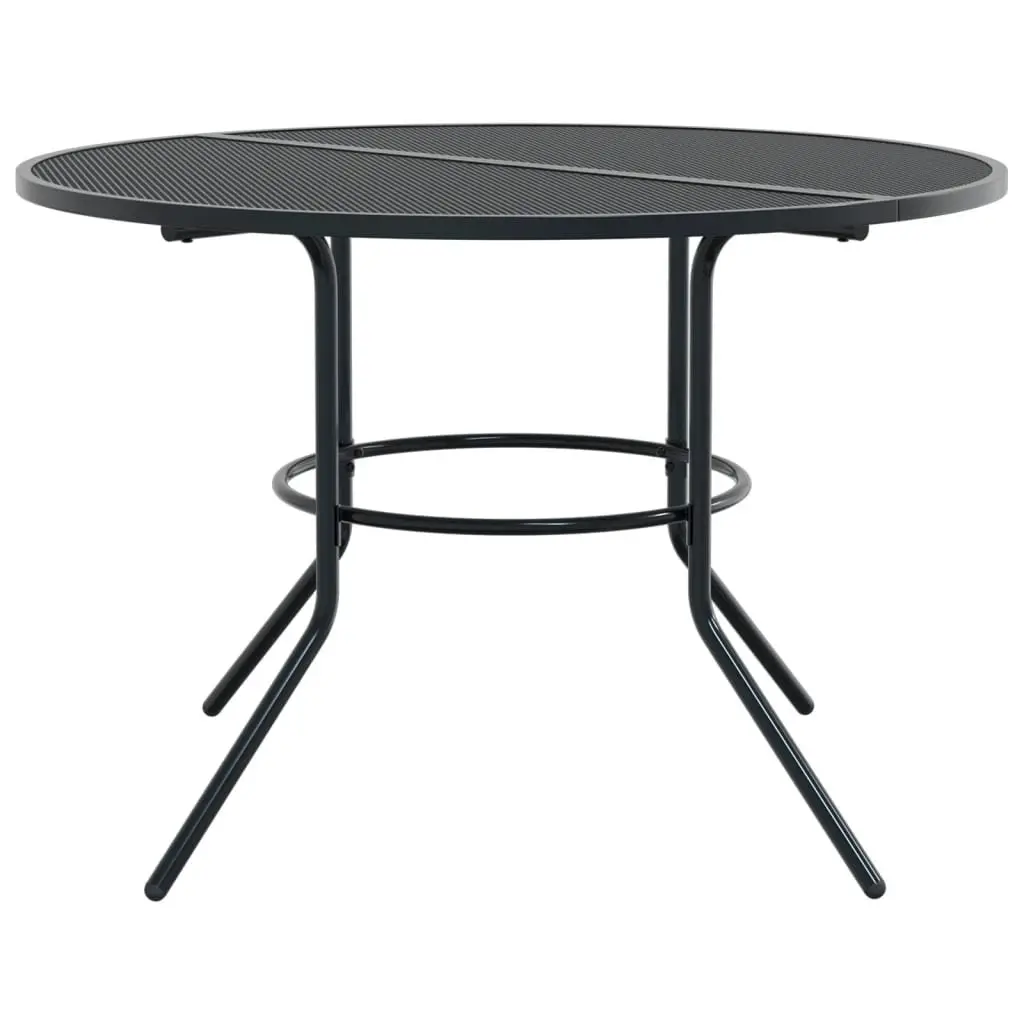 Round Patio Table Anthracite Powder-coated Steel Outdoor Garden Dining 110cm