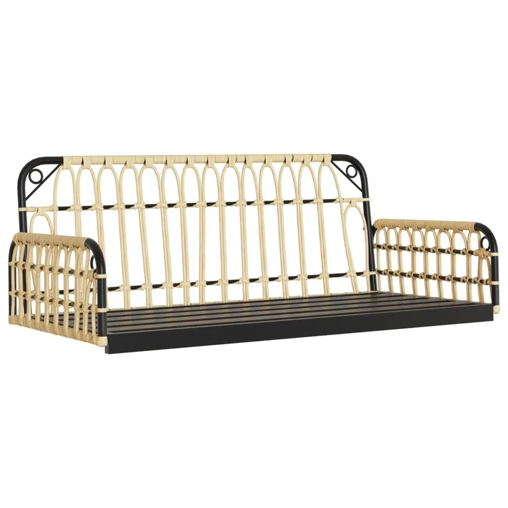 Swing Bench Outdoor Seating Poly Rattan Steel Frame Brown