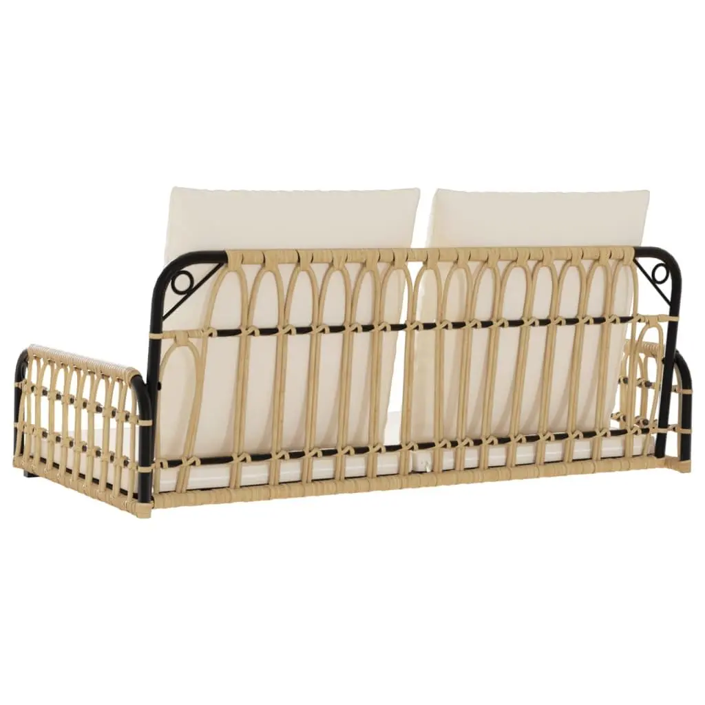 Swing Bench Outdoor Seating Poly Rattan Steel Frame Brown