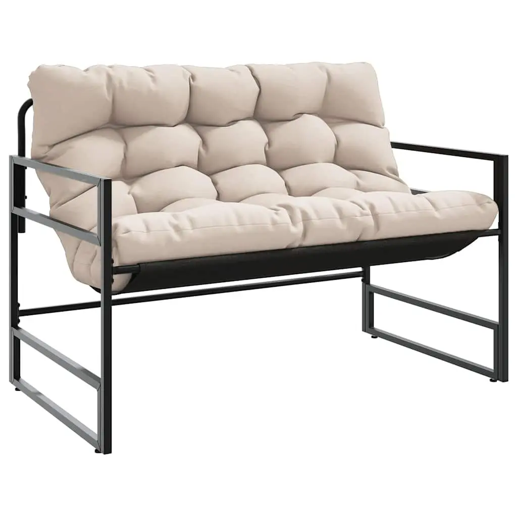 Garden Bench Outdoor Seating 113cm Taupe Steel Frame