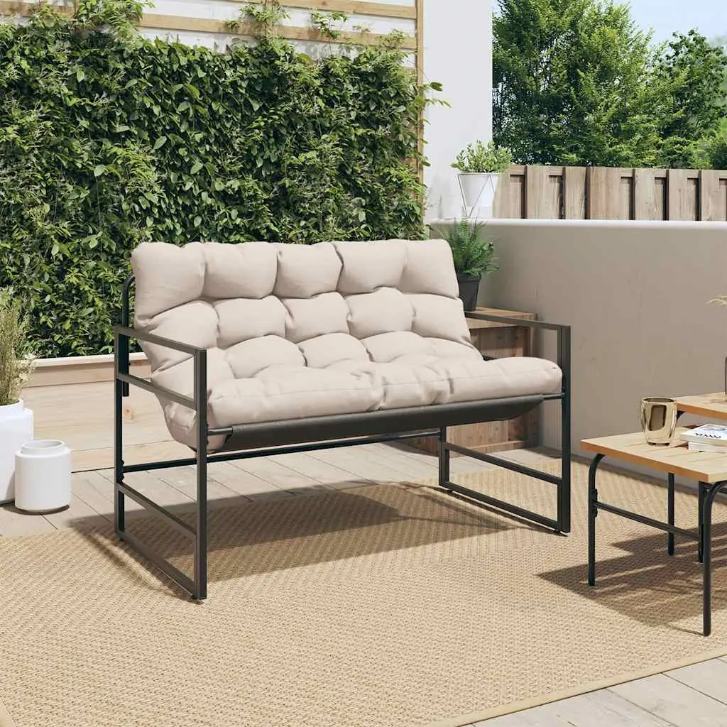Garden Bench Outdoor Seating 113cm Taupe Steel Frame