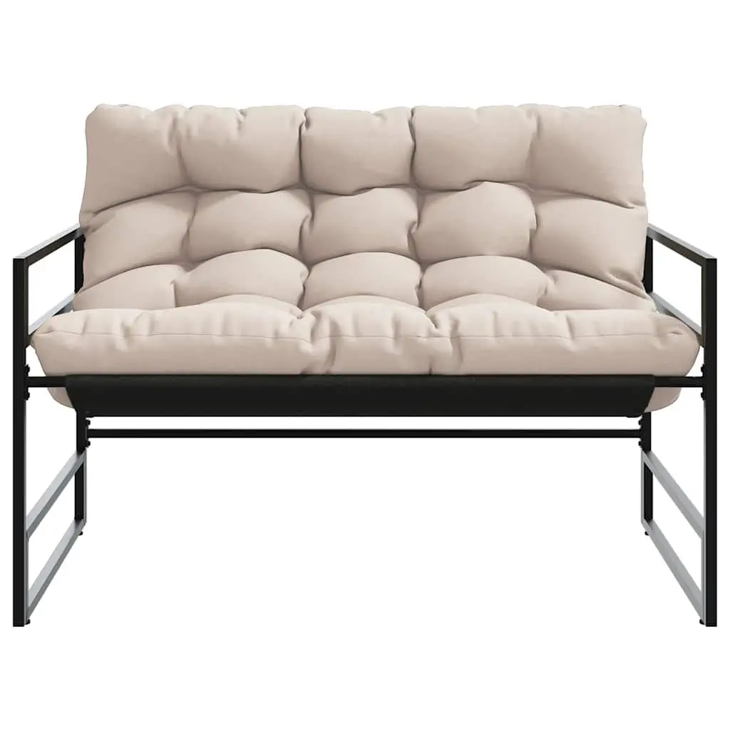 Garden Bench Outdoor Seating 113cm Taupe Steel Frame