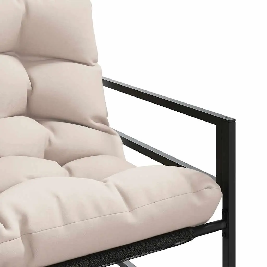 Garden Bench Outdoor Seating 113cm Taupe Steel Frame