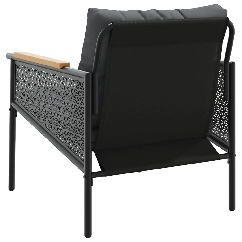 Garden Chairs 2 pcs Outdoor Relaxation Black Steel Frame with Cushions