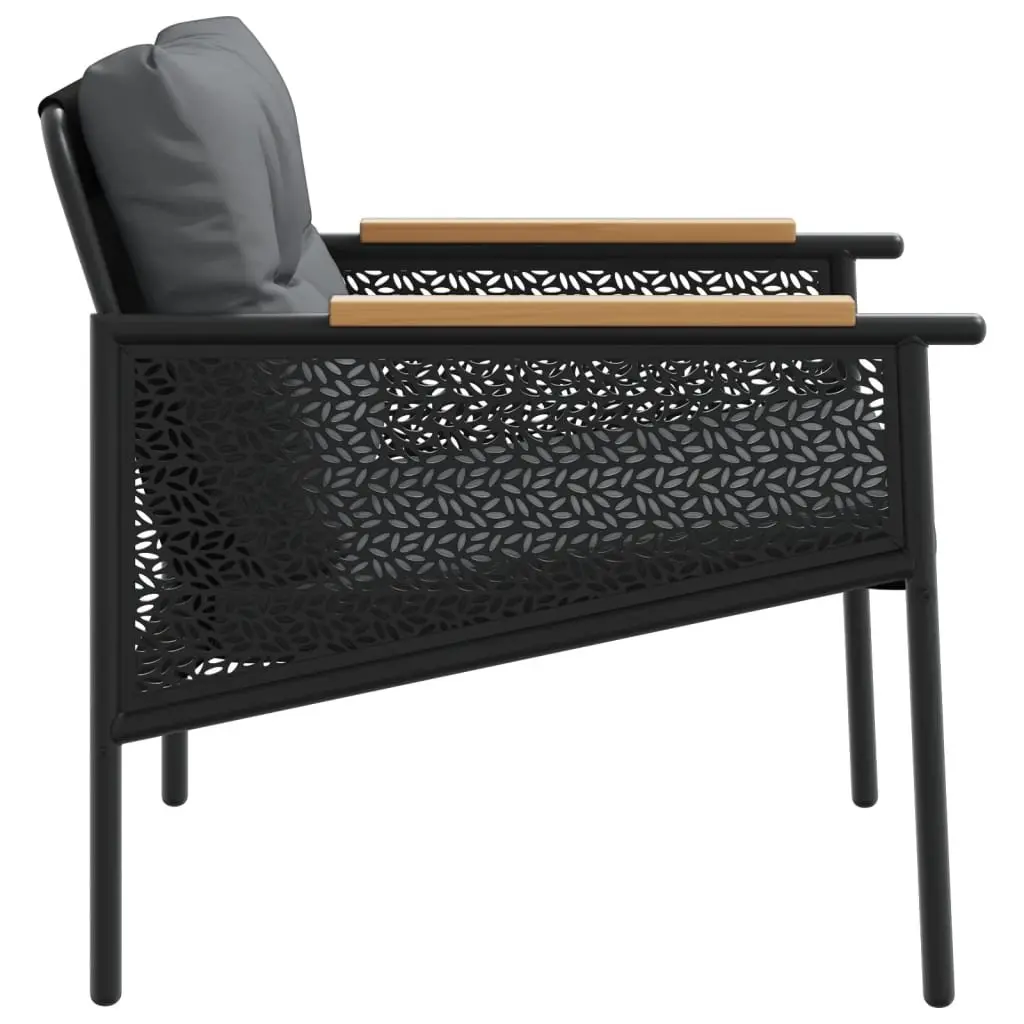 Garden Chairs 2 pcs Outdoor Relaxation Black Steel Frame with Cushions