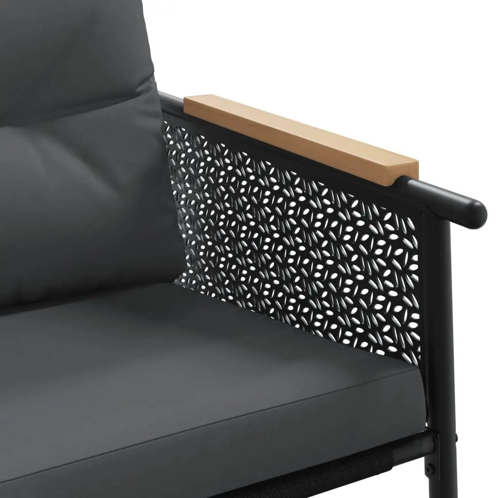 Garden Chairs 2 pcs Outdoor Relaxation Black Steel Frame with Cushions