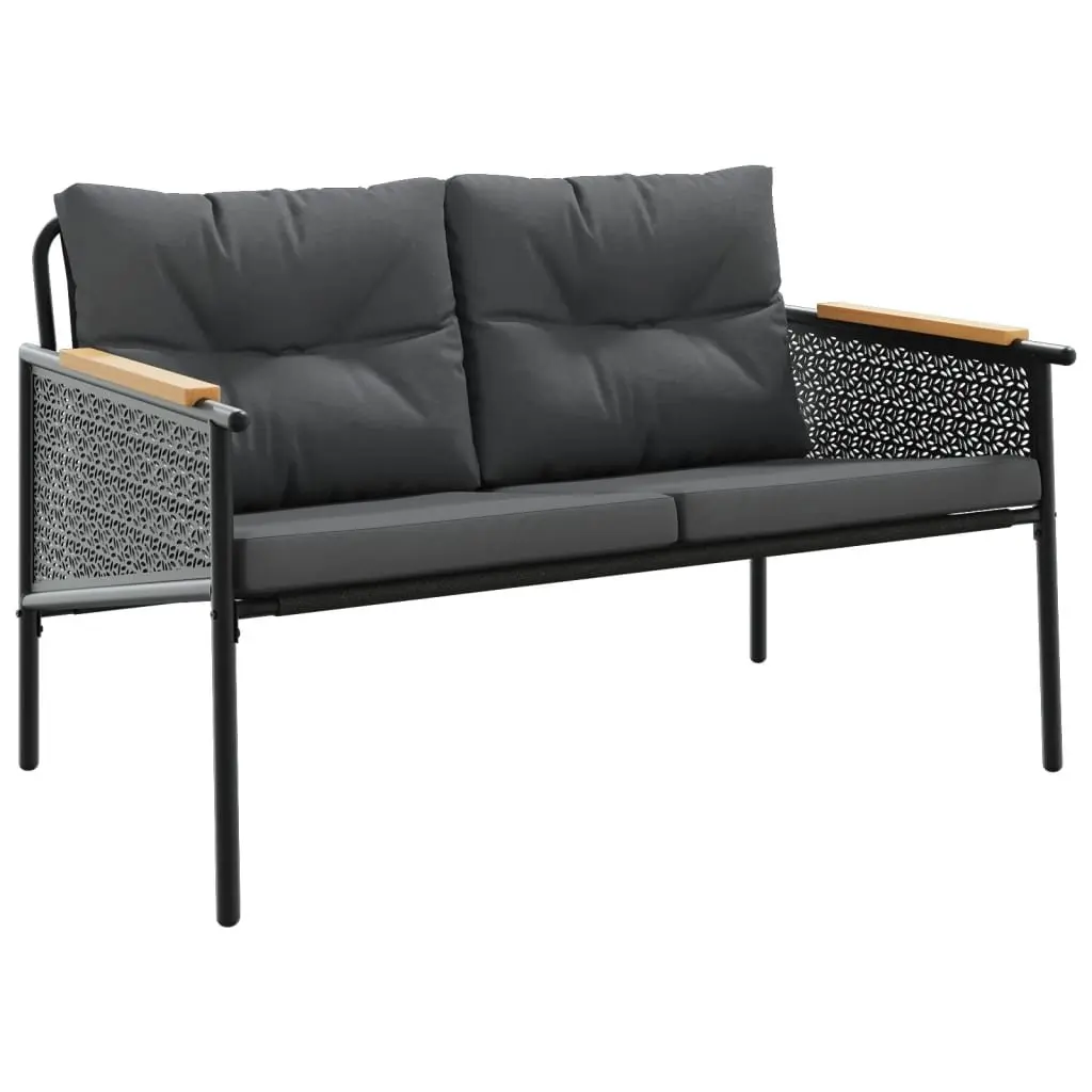 Garden Bench Outdoor Seating 116cm Steel Frame Black