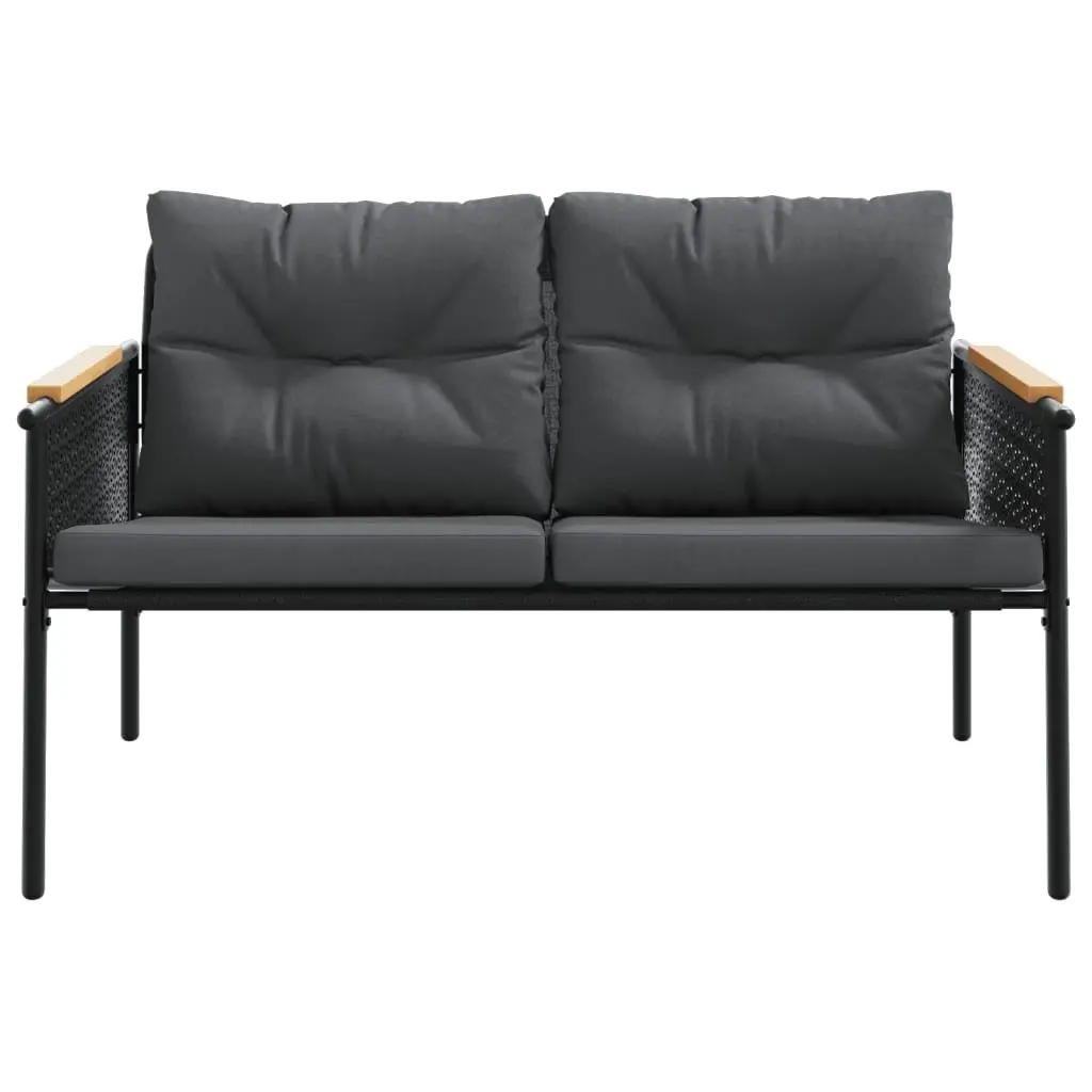 Garden Bench Outdoor Seating 116cm Steel Frame Black