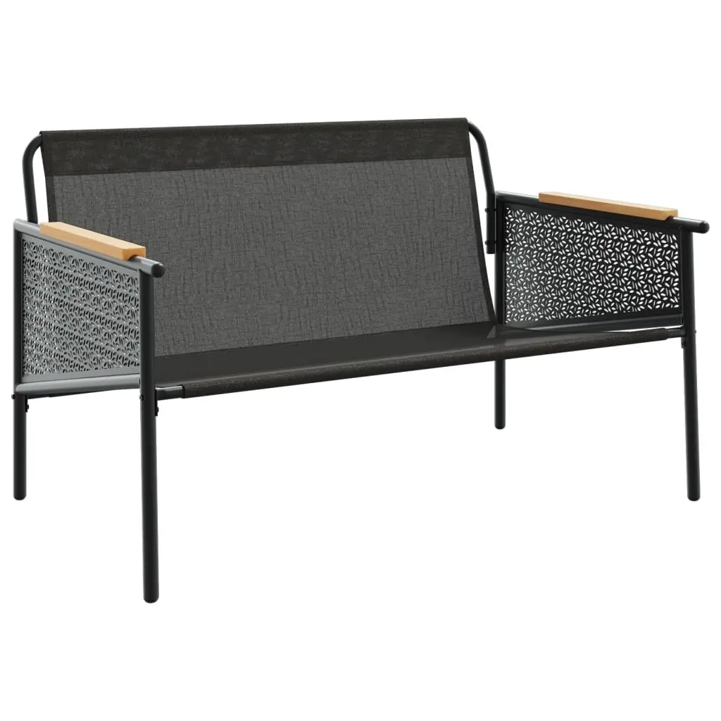 Garden Bench Outdoor Seating 116cm Steel Frame Black