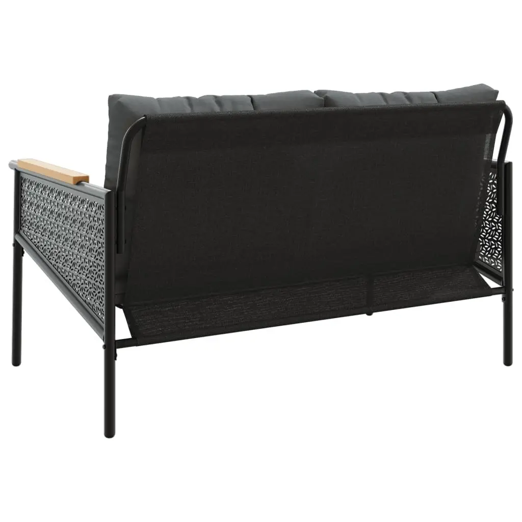 Garden Bench Outdoor Seating 116cm Steel Frame Black