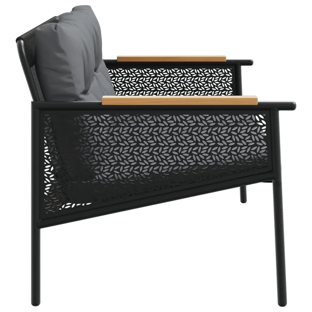 Garden Bench Outdoor Seating 116cm Steel Frame Black