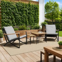 Comfortable Garden Chairs with Cushions - Black Steel Set