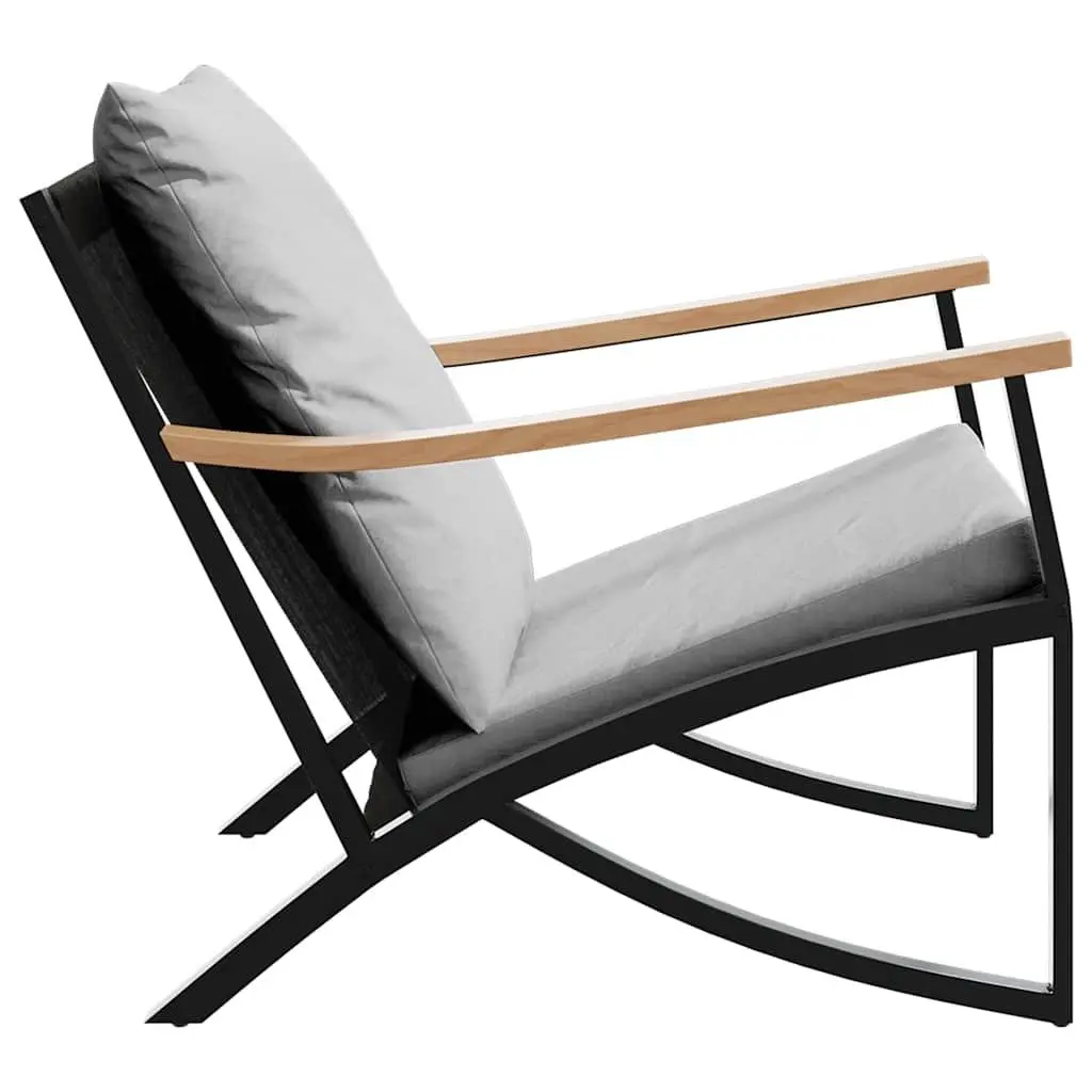 Garden Chairs 2 pcs Outdoor Seating Set Black Steel Frame with Cushions