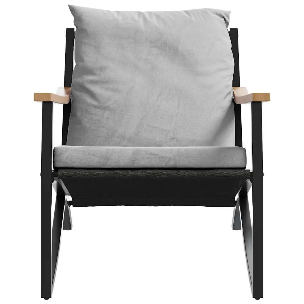 Garden Chairs 2 pcs Outdoor Seating Set Black Steel Frame with Cushions