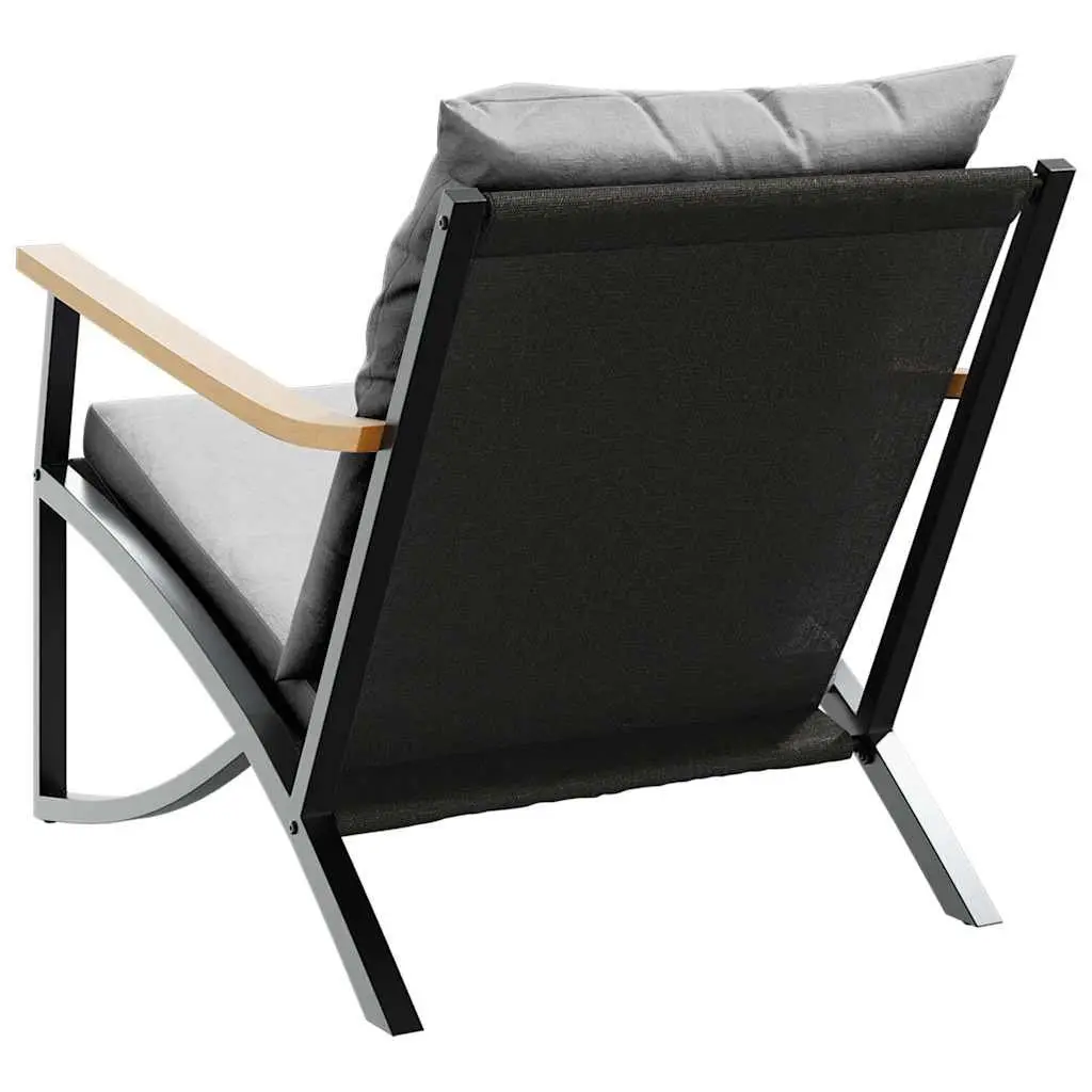 Garden Chairs 2 pcs Outdoor Seating Set Black Steel Frame with Cushions