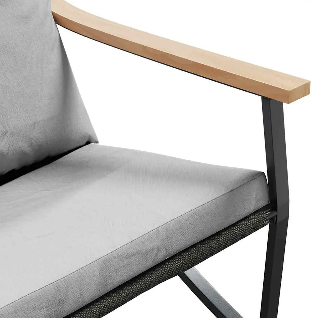 Garden Chairs 2 pcs Outdoor Seating Set Black Steel Frame with Cushions