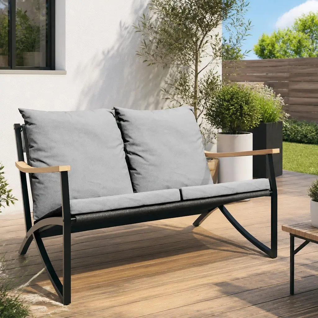 120cm Garden Bench with Cushions for Outdoor Use