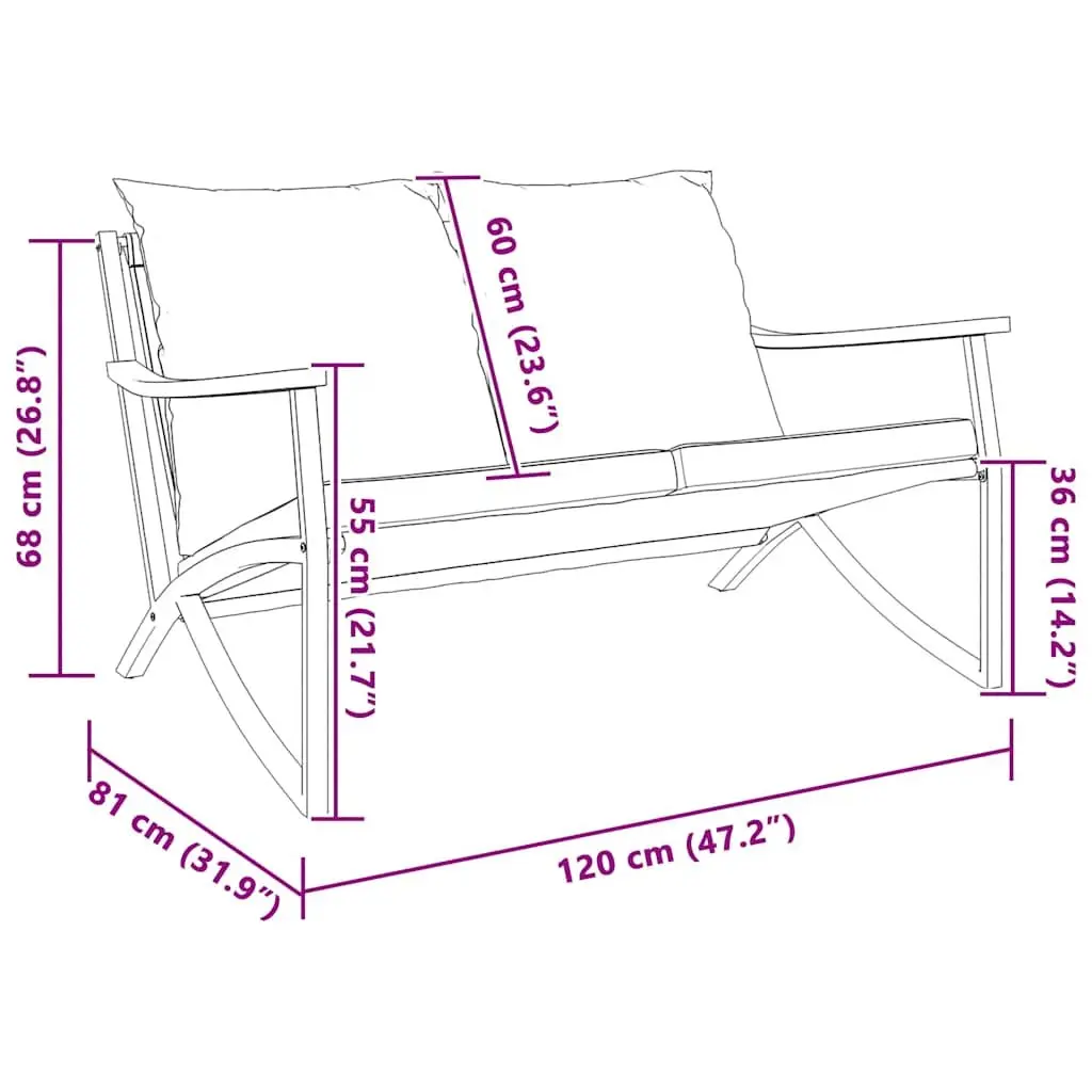 120cm Garden Bench with Cushions for Outdoor Use