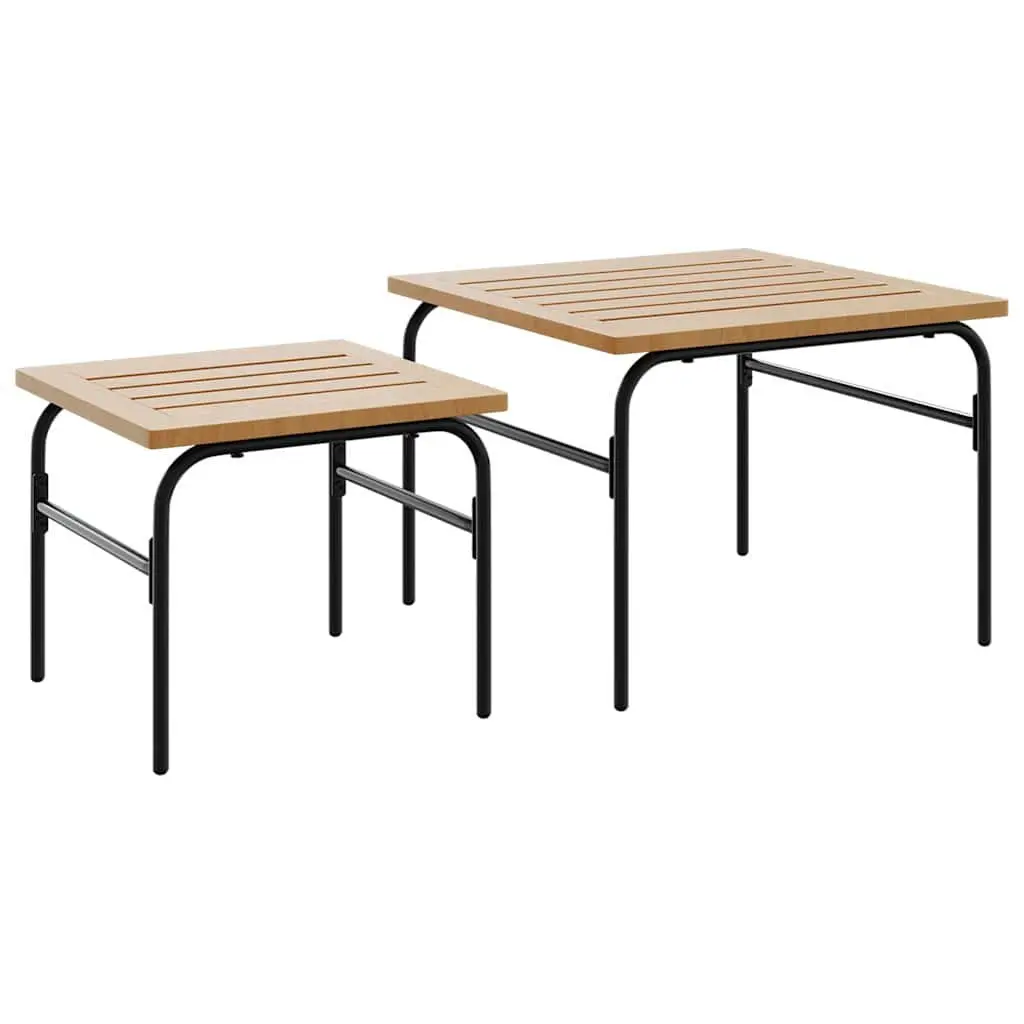 Garden Nest Coffee Tables Outdoor Furniture 2 Pieces Brown Black Steel