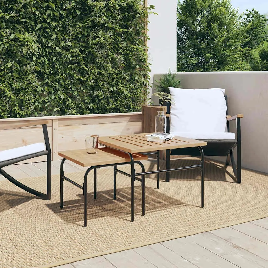 Garden Nest Coffee Tables Outdoor Furniture 2 Pieces Brown Black Steel