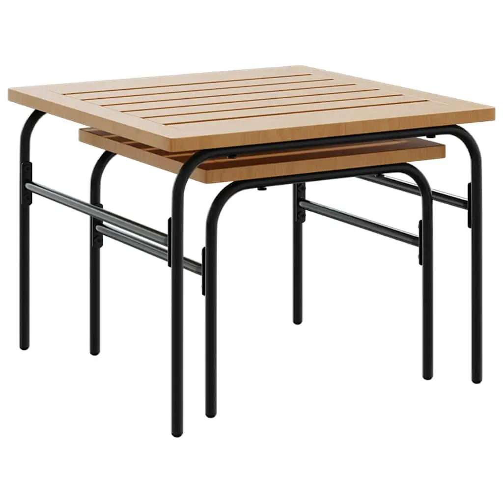 Garden Nest Coffee Tables Outdoor Furniture 2 Pieces Brown Black Steel