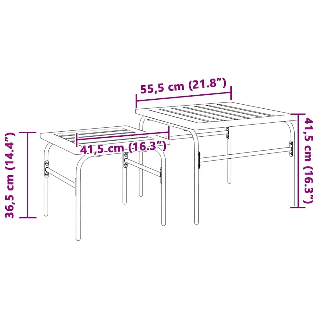 Garden Nest Coffee Tables Outdoor Furniture 2 Pieces Brown Black Steel