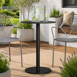 Reliable Round Black Garden Table with Sturdy Design