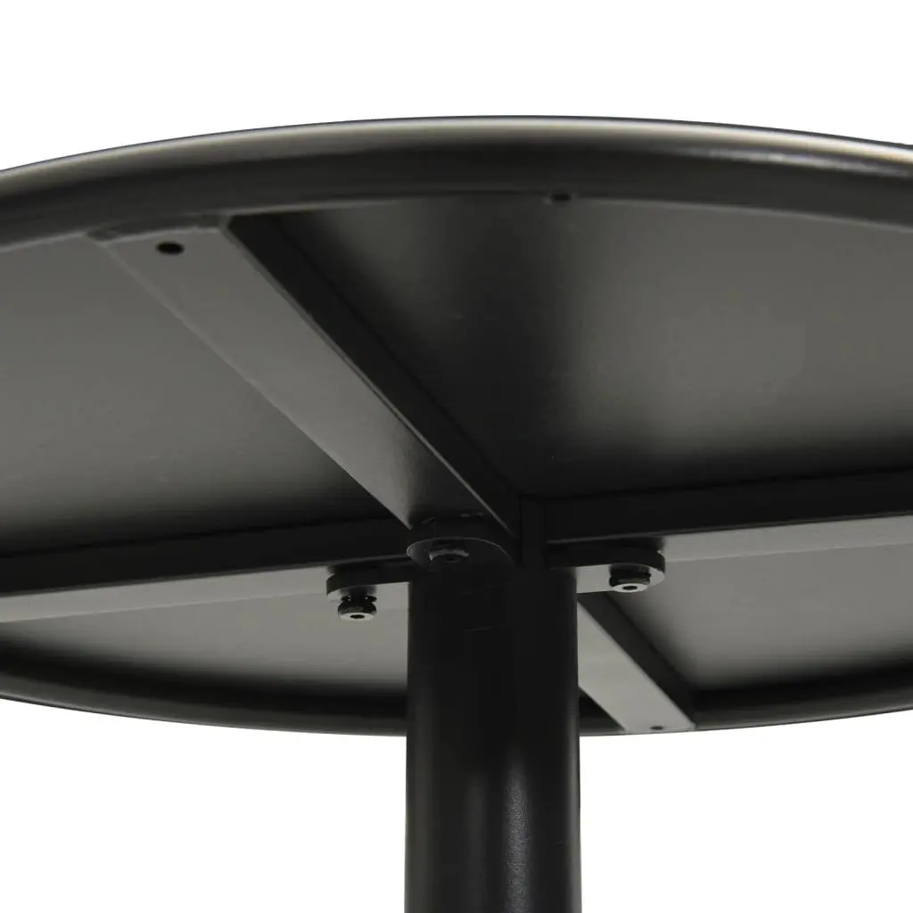 Round Garden Table Black Outdoor Patio Dining Steel Frame Ø50cm Height 72cm