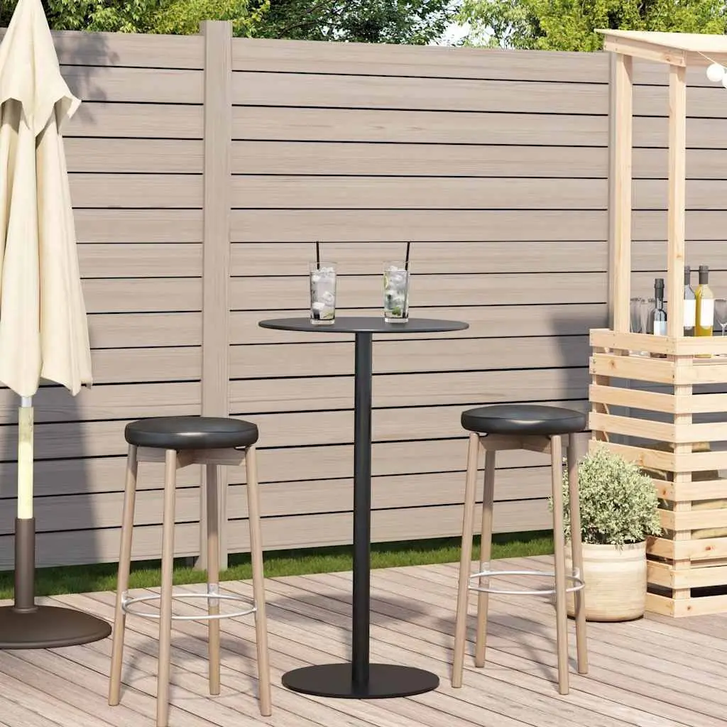 Round Garden Table Outdoor Patio Furniture Ø60cm Black Steel Frame