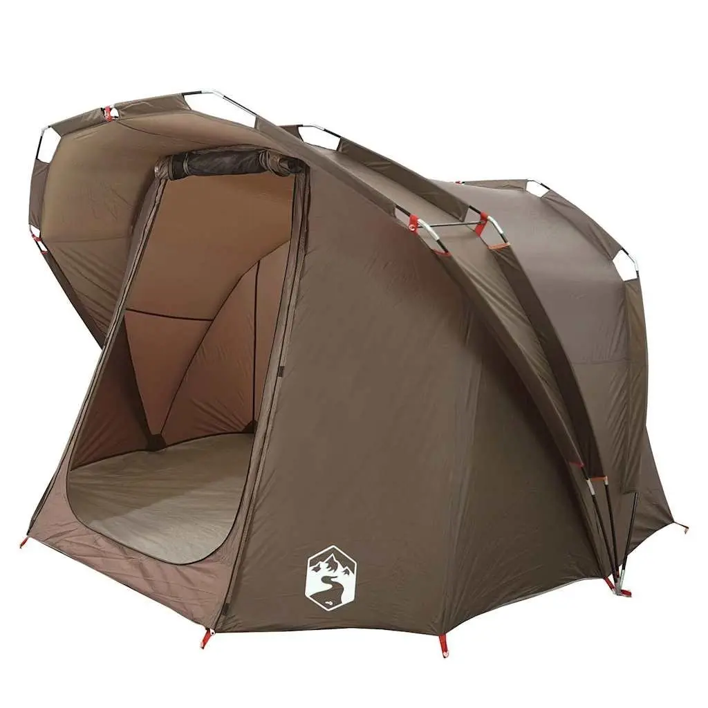 Fishing Tent 4-Person Waterproof Brown Outdoor Shelter UV Protection