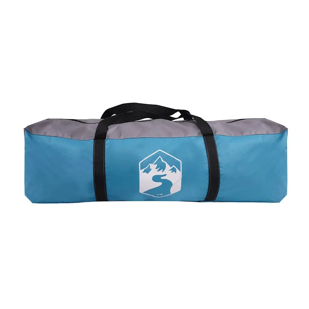 Camping Tent 4-Person Waterproof Blue Fibreglass Poles Easy Setup