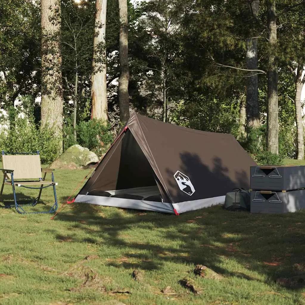Camping Tent 2-Person Waterproof Brown Mosquito Protection Mesh Ventilation